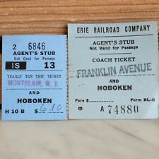 Train RR Ticket Vtg 60s Lot Pair Erie Lackawanna Agent Stub Hoboken Franklin Mon picture