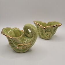 Vintage Set of Louisiana Sea Themed Small Ceramic Sugar Bowl and Creamer 3 1/4