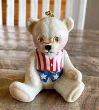 Lenox Teddy Bear Patriotic Ornament 100th Anniversary Porcelain July 4th picture