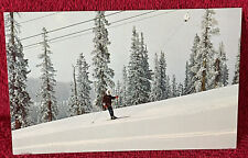 1970 T-Bar Lift at Berthoud Pass Ski Area & Lodge Denver CO Postcard Skier Snow picture