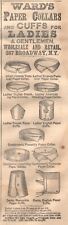 Ward's Paper Collars Cuffs Ladies Gentlemen Fashion Clothing 1866 Antique Ad picture