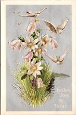 C1909 Davidson Bros Easter White Doves Circling Flowers Postcard 715 picture