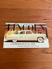 1953 LINCOLN COSMOPOLITAN CAR DEALER ADVERTISING POSTCARD Northampton MA picture