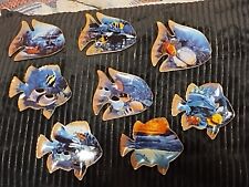 Bradford Exchange Rainbow Reef Fish Collector Plates Gold Trim Set of 8 Hanging. picture