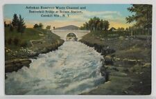 NY Catskill Mts Ashokan Reservoir Waste Channel & Beaverkill Bridge Postcard R9 picture