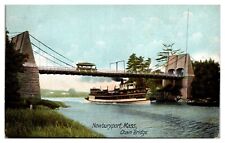 Antique Chain Bridge, Trolley Going Over, Boat Going Under, Newburyport, MA picture