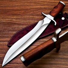 UNIQUE CUSTOM HAND FORGED D2 STEEL BLADE BOWIE HUNTING KNIFE NATURAL WOOD 3158 picture