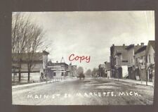 REAL PHOTO MARLETTE MICHIGAN DOWNTOWN MAIN STREET SCENE POSTCARD COPY picture