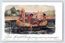 Postcard Native American Indian Children Canoe 1913 Posted Undivided Back picture