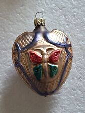 RARE VTG VICTORIAN ❤️ 🦋🌹 HAND BLOWN GLASS CHRISTMAS ORNAMENT WEST GERMANY picture