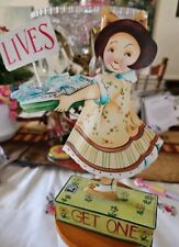 Mary Engelbreit Enesco Vintage 1998 LIVES GET ONE Girl  Wobble Tin Figurine  picture