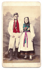 1880s 1890s Man And Woman Trachten Dirndl German CDV Reutlingen Cabinet Card picture