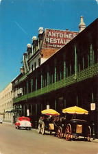 New Orleans LA, Antoine's Restaurant, Horse Carriage, Old Car, Vintage Postcard picture