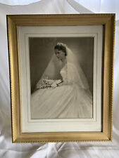 Vintage Bridal Portrait WEDDIng Gown 1950s/60s Bride Woman Framed 20.5 X 16 picture