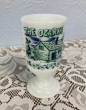 Vintage The Ozarks Souvenir Milk Glass Pedestal Coffee Mug ~ Missouri ~ MINT picture