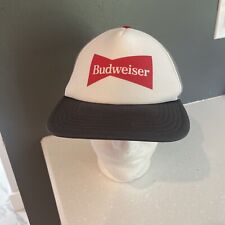 Budweiser Beer Gray White Baseball Cap Trucker Hat Mesh Adjustable Snapback picture