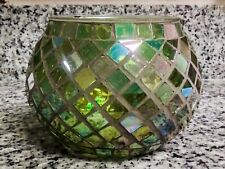 Kohl's Mosaic Glass Planter Candle Holder Decor Round Gold 4 x 5.5 Green Multi picture
