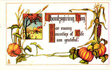 Thanksgiving Day For Many Bounties of Life Vintage Reproduction Postcard picture