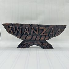Vintage Wood Carved Kwanzaa Candle Holder African Holiday 14.25