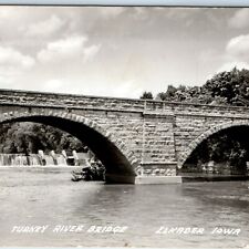 c1940s Elkader, IA RPPC Turkey River Bridge Real Photo 2 Arch Keystone PC A103 picture