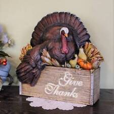 Thanksgiving Turkey Statue Centerpiece Give Thanks Vintage Pumpkin Corn 12 inch picture
