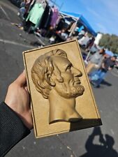 OLD Brass Relief Plaque of Abraham Lincoln the 16th US President. picture