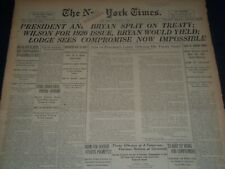 1920 JAN 9 NEW YORK TIMES NEWSPAPER - PRESIDENT & BRYAN SPLIT ON TREATY- NT 7554 picture