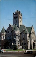 Greenfield Indiana County Court House 1950s cars unused vintage postcard picture