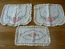VINTAGE HANDMADE PINK DOGWOOD DOILIES WITH CROCHET TRIM picture