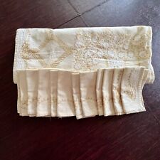 VTG Damascus Aghabani Handmade Tablecloth Napkins Gold Embroidery White Cotton picture