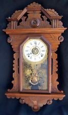 Antique 1890s Russell & Jones CROWN DROP Gingerbread Wall Clock - VIDEO - RARITY picture
