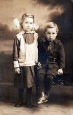 Boy With High Shoes And Girl Real Photo Postcard rppc picture