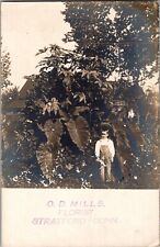 RPPC, Boy With Giant Plant, O.D. Mills Florist Stratford CT Vintage Postcard P49 picture