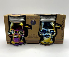Skull Salt and Pepper Shaker Set 4 oz NEW Rainbow Fusion Circleware Spooky picture