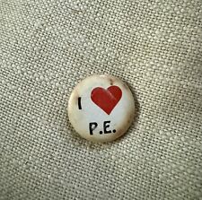 Physical Education Pin I Love PE Button Shiny Red Heart Teacher Coach Exercise picture