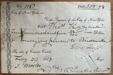 1813 Dewitt Clinton Signature on New York City Pay Order to Thomas Hazard picture