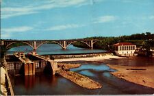 Postcard U.S. Government Dam Locks Ford Bridge Mississippi River Minneapolis MN picture