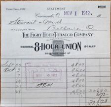 Eight Hour Tobacco Co. 1912 Letterhead w/Scrap Package Vignette - Cincinnati, OH picture