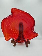 Vintage Murano Red Amberina Bullicante Art Glass Ashtray Candy Dish picture