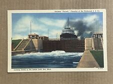 Postcard Michigan MI Sault Ste Marie Sabin Soo Locks Steamer Ship Farrell picture