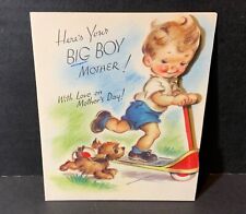 VTG 1954 Rust Craft Mother’s Day Card Cooper or Jeaneret Big Boy on Scooter picture