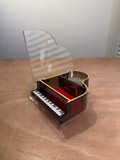 Vintage Clear Lucite Grand Piano Music Jewelry/Trinket Box - Tested Works Great picture