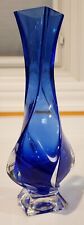 New ROYAL GALLERY LEAD CRYSTAL TWISTED COBALT BLUE VASE MADE IN ITALY 9