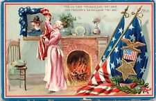 c1910 TUCK GAR Medal For US Their Precious Lives They Gave Flag Postcard 340b picture