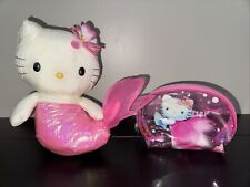 2002 Sanrio Hello Kitty Pink Mermaid Beanbag Plush And Mermaid Makeup Bag picture