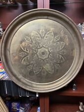 Vintage Solid Brass Etched Tray / Table Top 22”  Gatco Hanging Floral Pattern picture