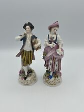 Antique French Edme Samson Lovely Couple Porcelain Figurines picture