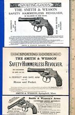 LOT (3) antique (1884 -1891) Smith & Wesson Revolver partial page print ads picture