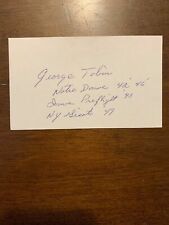 GEORGE TOBIN - NOTRE DAME FOOTBALL - AUTHENTIC AUTOGRAPH SIGNED - B356 picture
