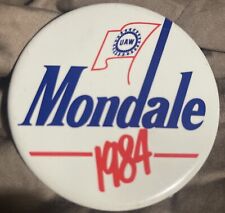 Vintage 1984 Walter Mondale UAW Political Campaign Button 2.25” Diameter picture